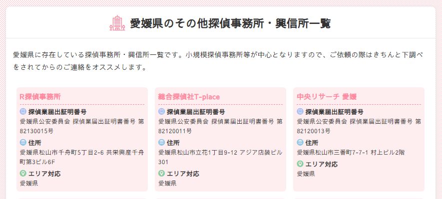 愛媛の個人探偵事務所