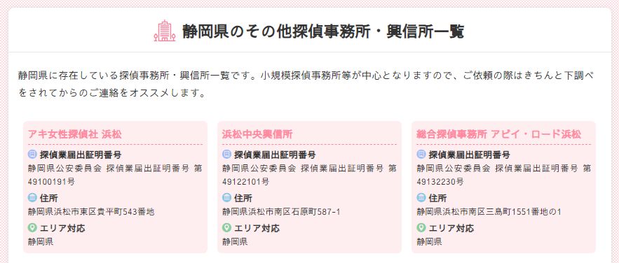 静岡県の個人探偵事務所